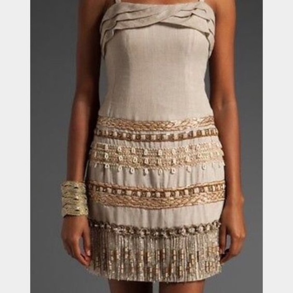 Nanette Lepore Beaded Linen Sheath Dress - Picture 1 of 3